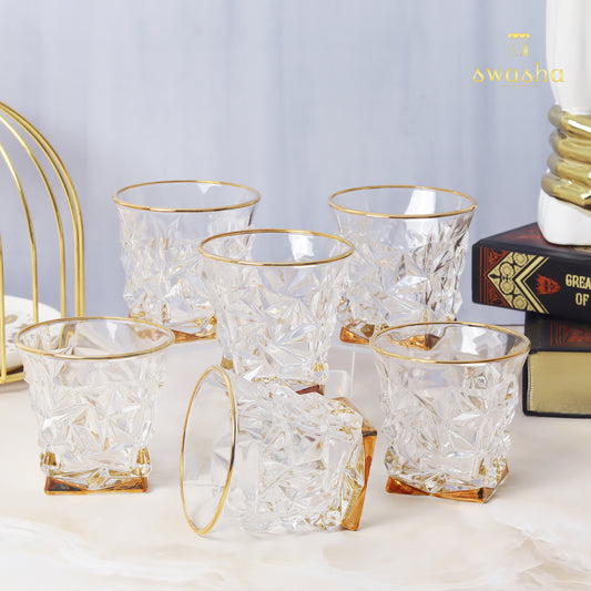 Set of 6 versatile glass tumblers - perfect for refreshing juices, whiskey and water.