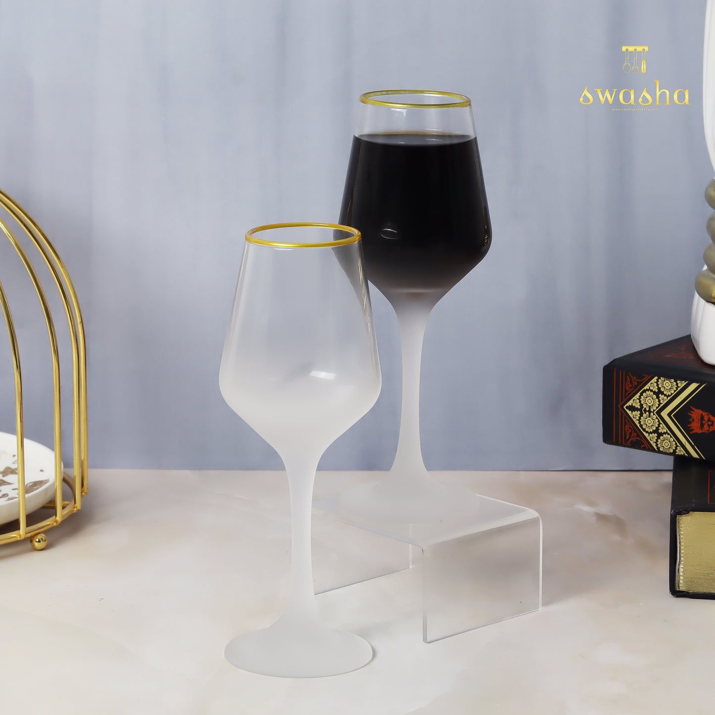 Set of 6 elegant frosted wine glasses - elevate your dining experience with this classic set