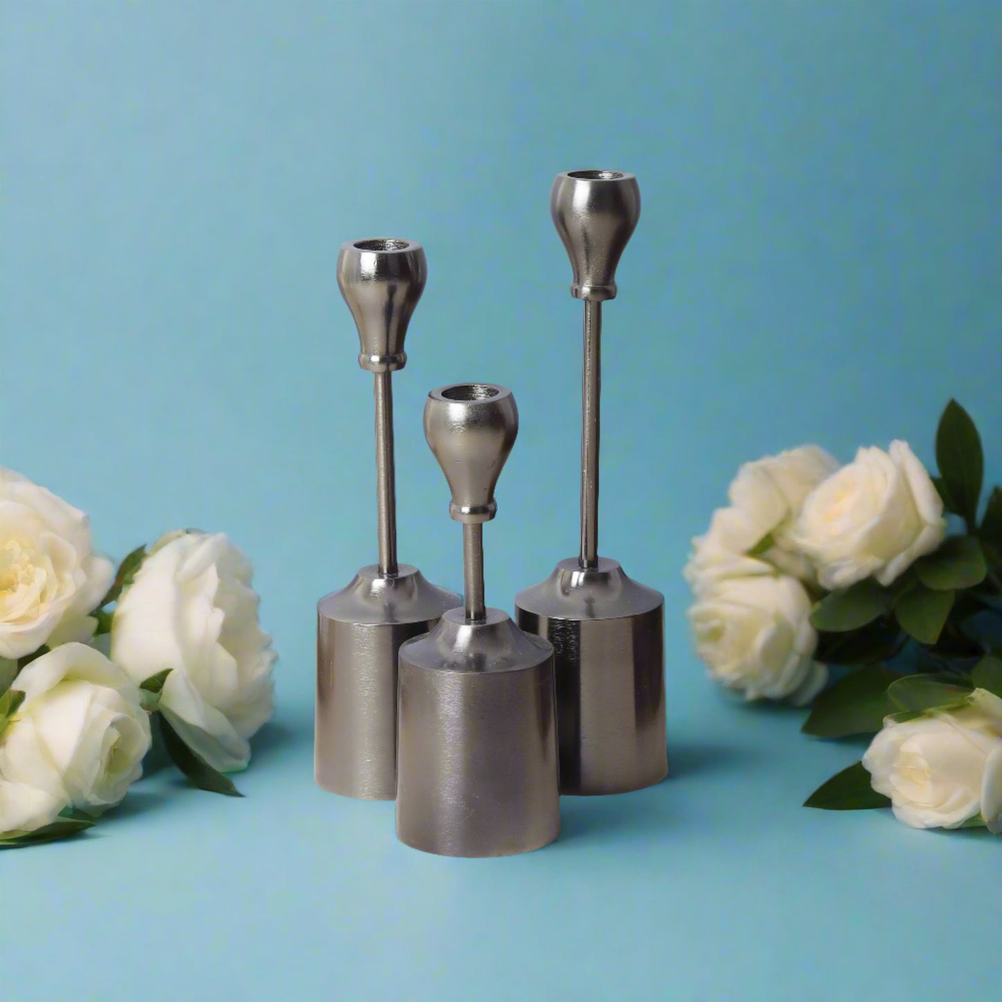 Swasha's elegant candle stands set of 3 - perfect for ambient lighting and decor accents