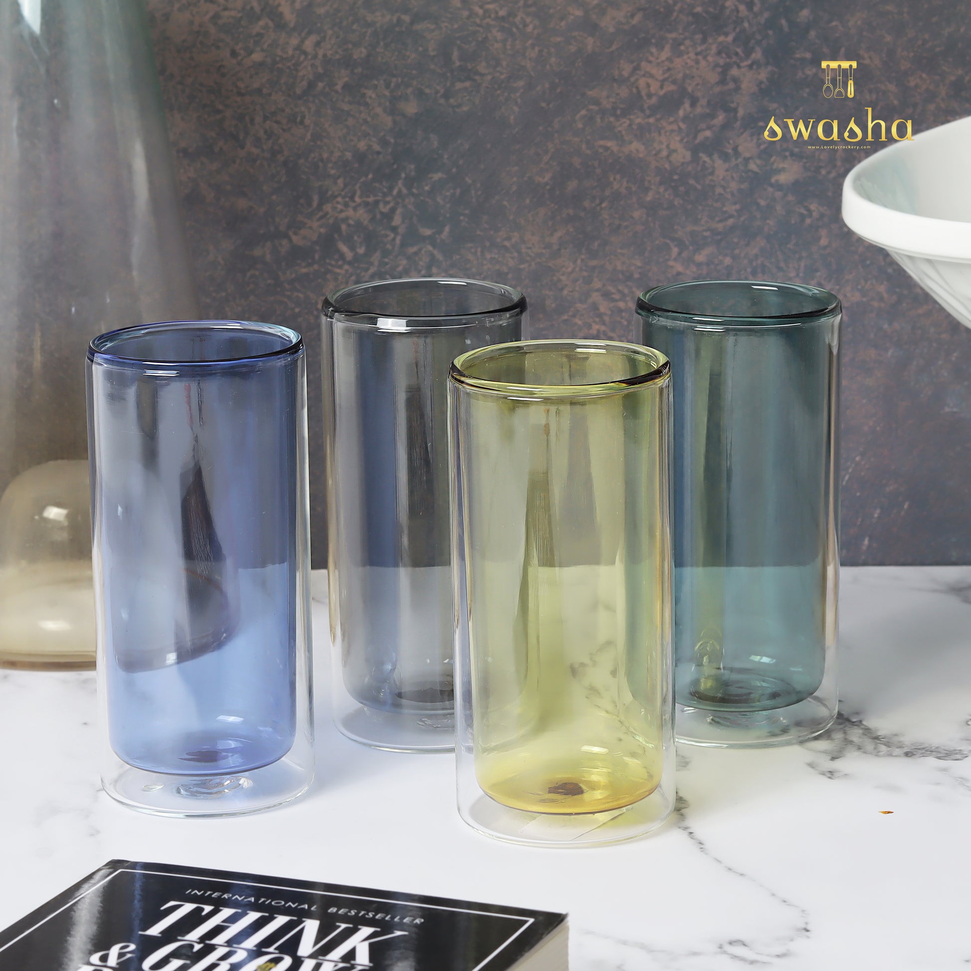 Double-wall glass - modern design for insulating hot or cold beverages