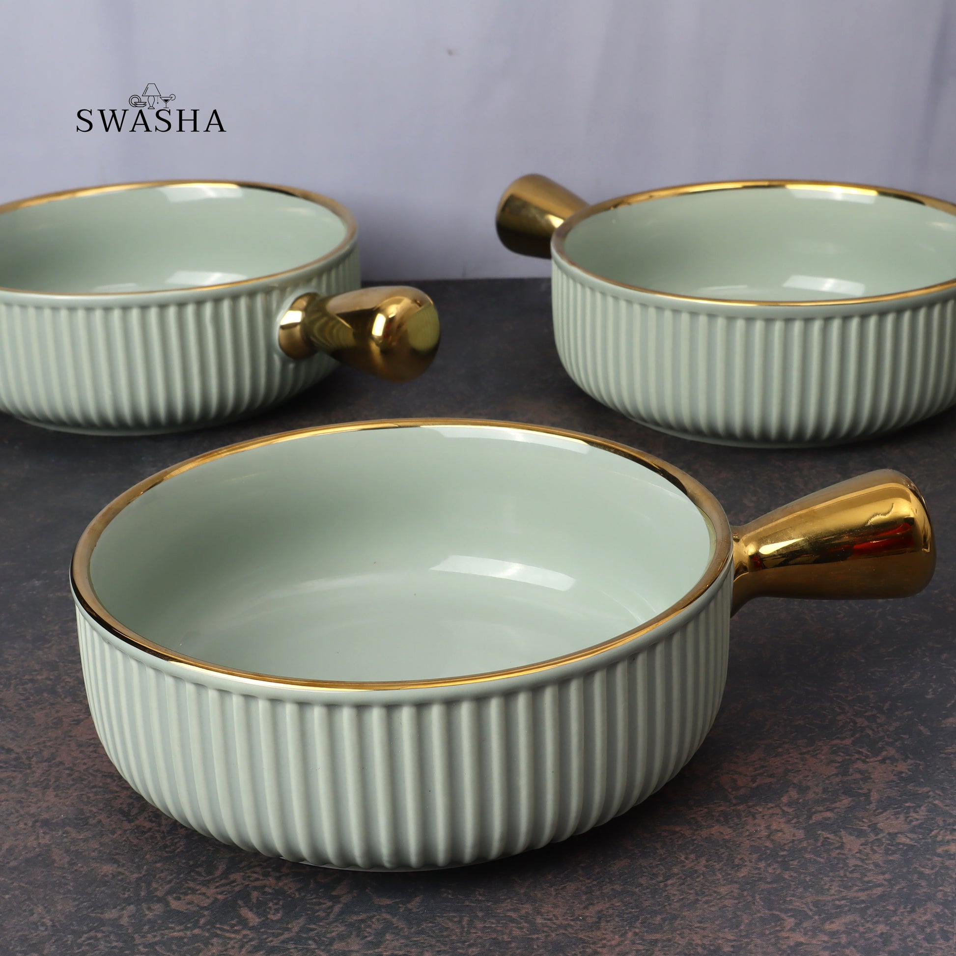 Single Handle Round Serving Platter - Set of 3 | Swasha