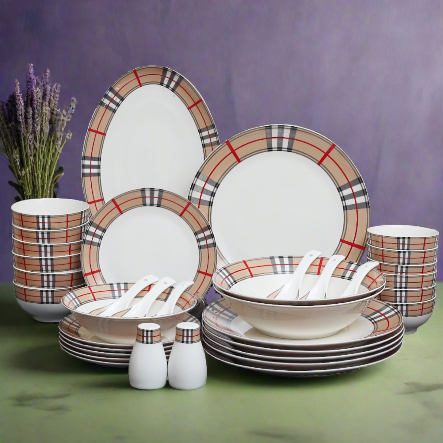 Elegant 36-piece fine bone china dinner set with floral motifs - perfect for luxurious dining experiences.