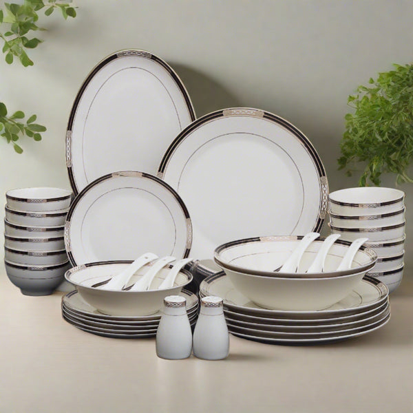 Elegant 36-piece fine bone china dinner set with floral motifs - perfect for luxurious dining experiences.