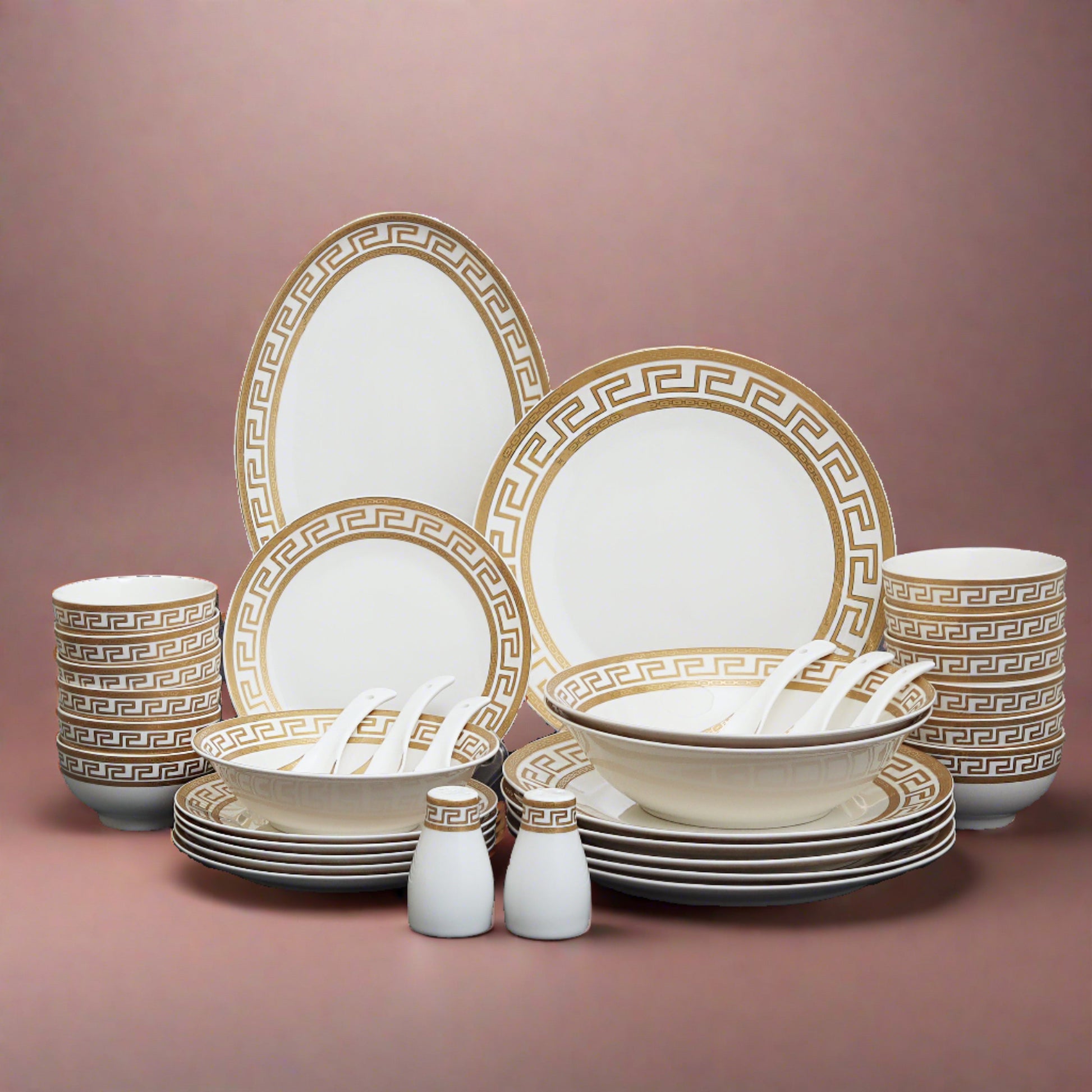 Elegant 36-piece fine bone china dinner set with floral motifs - perfect for luxurious dining experiences.