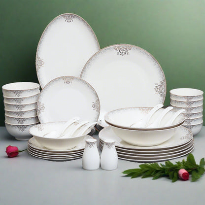 Elegant 36-piece fine bone china dinner set with floral motifs - perfect for luxurious dining experiences.