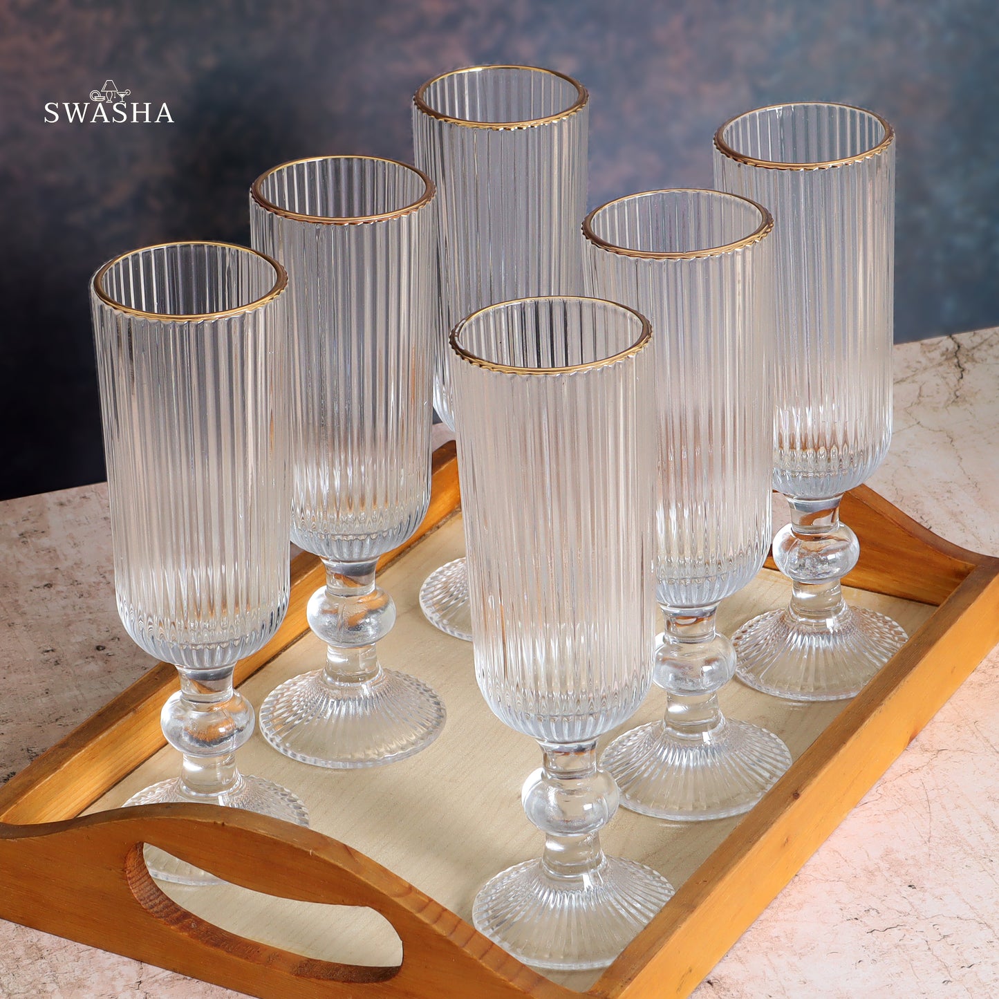 Set of 6 elegant champagne glasses - perfect for celebratory toasts and occasions