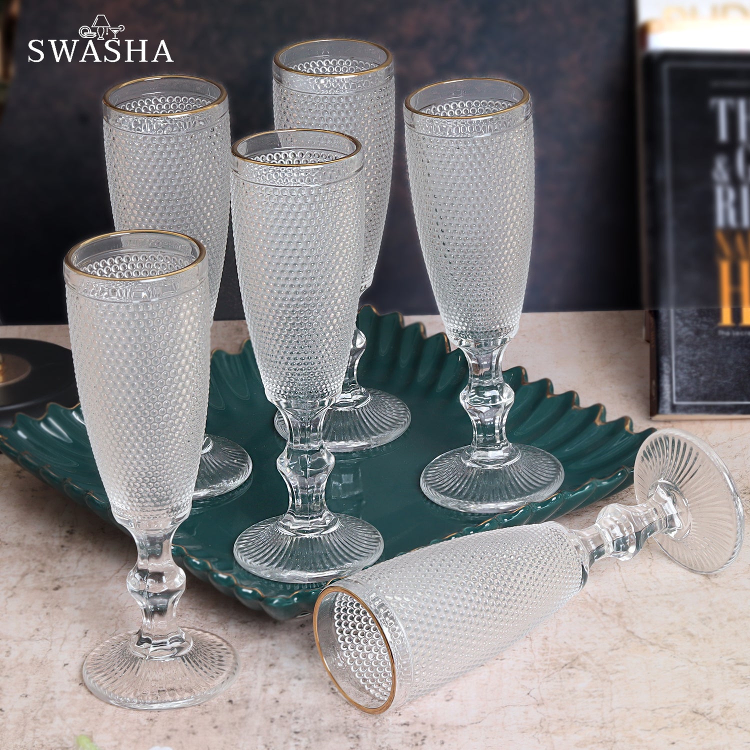 Set of 6 elegant champagne glasses - perfect for celebratory toasts and occasions