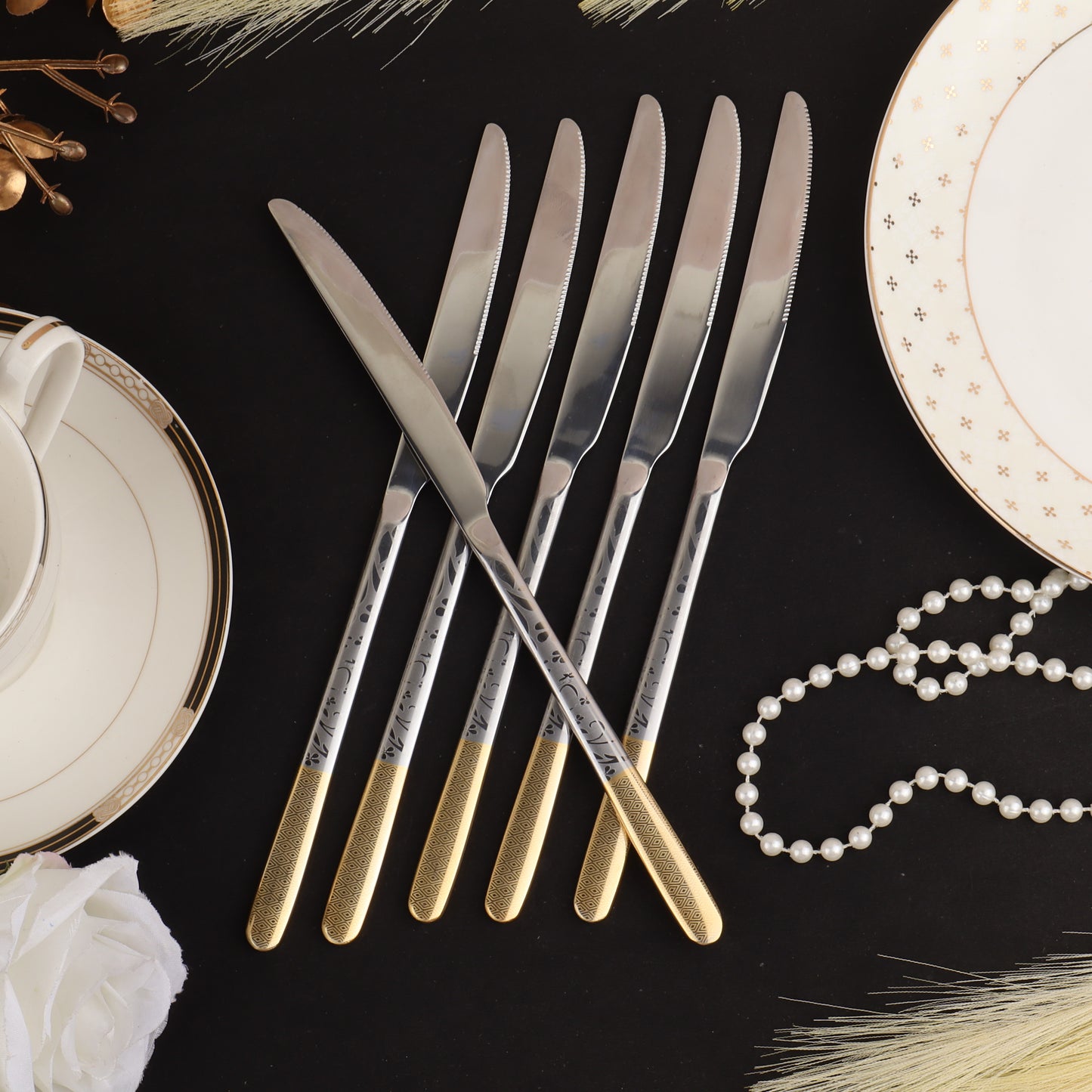 Swasha Cutlery Golden Silver Set | Elegant Dining Utensils