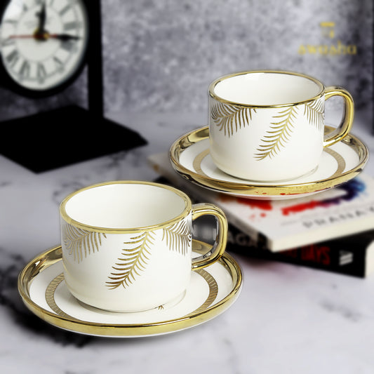 Set of 6 elegant cup and saucer pairs - perfect for refined tea or coffee moments