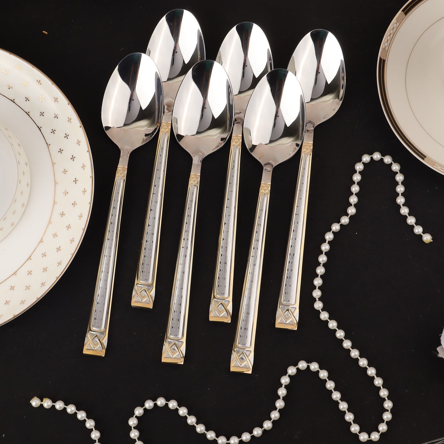 Swasha Luxurious Stainless Steel Golden-Silver Cutlery Set | Trendy Dining Essentials