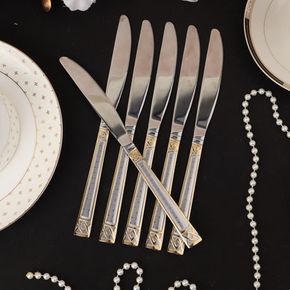 Swasha Luxurious Stainless Steel Golden-Silver Cutlery Set | Trendy Dining Essentials