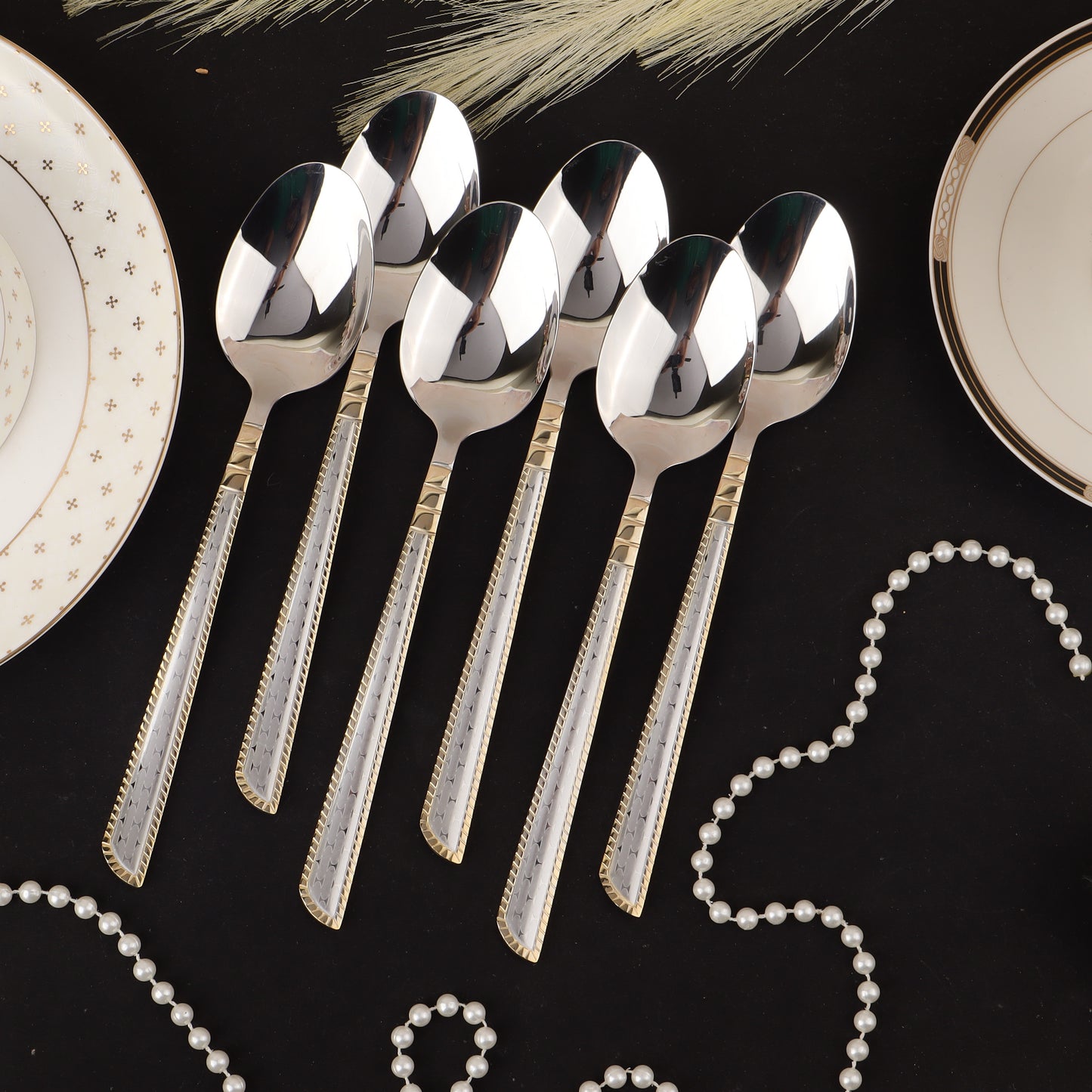 Swasha Luxurious Stainless Steel Golden-Silver Cutlery Set | Trendy Dining Essentials