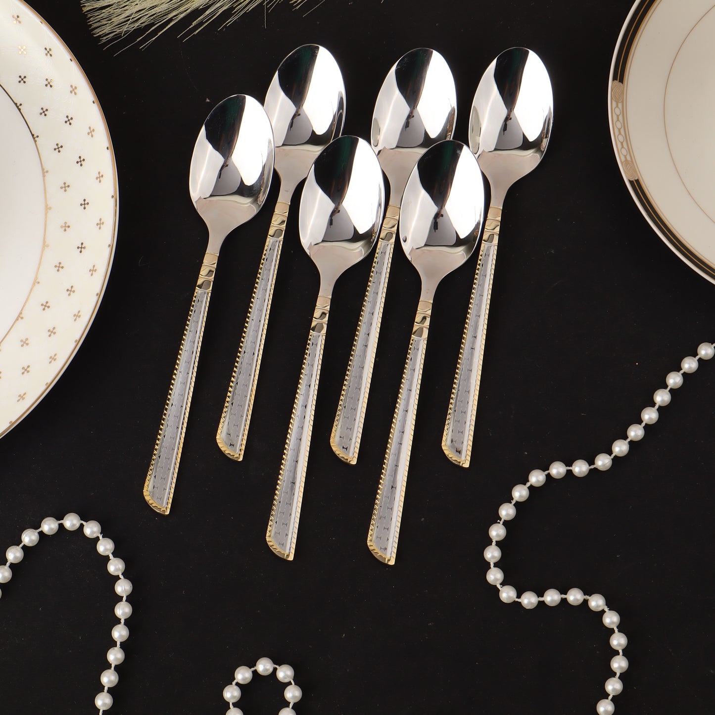 Swasha Luxurious Stainless Steel Golden-Silver Cutlery Set | Trendy Dining Essentials