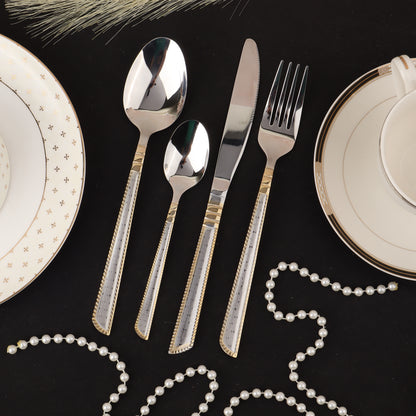 Swasha Luxurious Stainless Steel Golden-Silver Cutlery Set | Trendy Dining Essentials