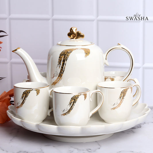 Tea Set with Kettle & Tray - 6 Cups | Swasha