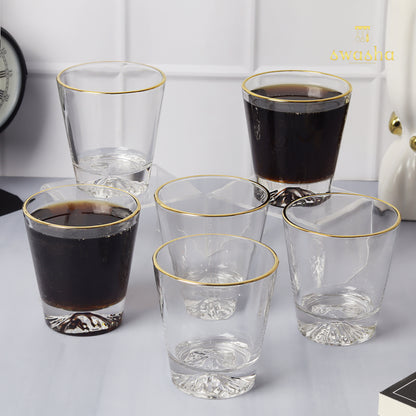 Set of 6 versatile glass tumblers - perfect for refreshing juices, whiskey and water.