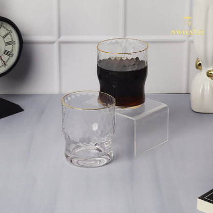 Set of 6 versatile glass tumblers - perfect for refreshing juices, whiskey and water.