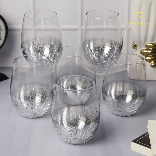 Swasha Home Decor - Set of 6 Stemless Wine Glasses (350 ml)