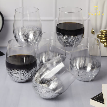 Swasha Home Decor - Set of 6 Stemless Wine Glasses (350 ml)