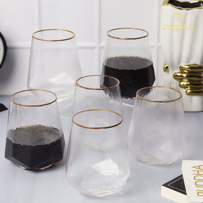 Swasha Home Decor - Set of 6 Stemless Wine Glasses (300 ml)