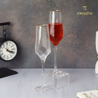 Swasha Home Decor - Set of 6 Elegant Champagne Flute Glasses for Celebrations (200 ml)