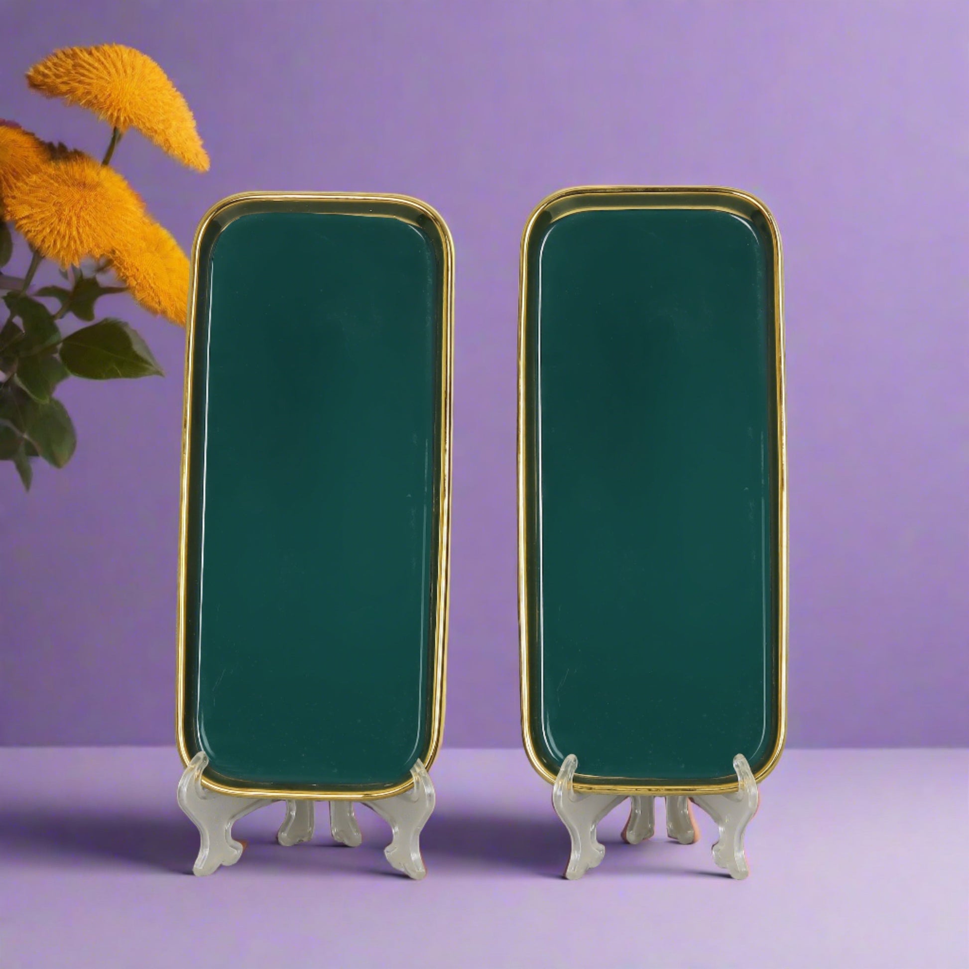 Pair of ceramic rice/salad plates - versatile and elegant tableware for two