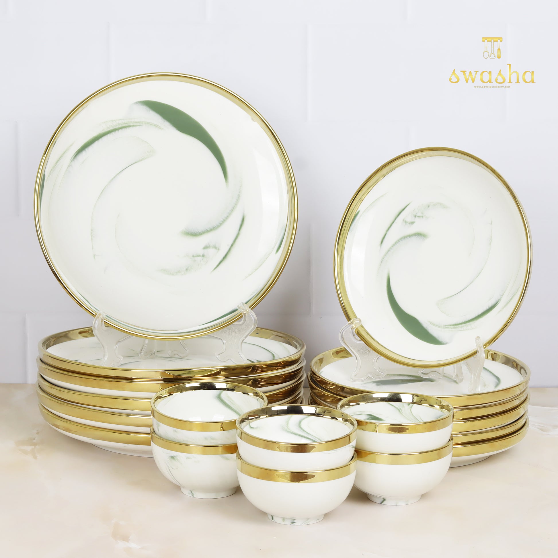 Swasha Porcelain Dinner Set/Snacks Set of 18 Pieces Tableware