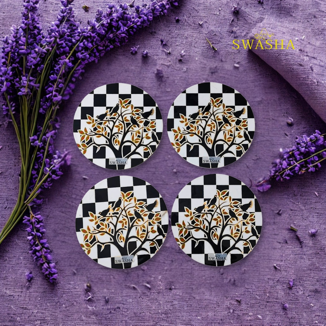 Swasha Glossy Resin Finish Trivets – Set of 4 Table Protectors