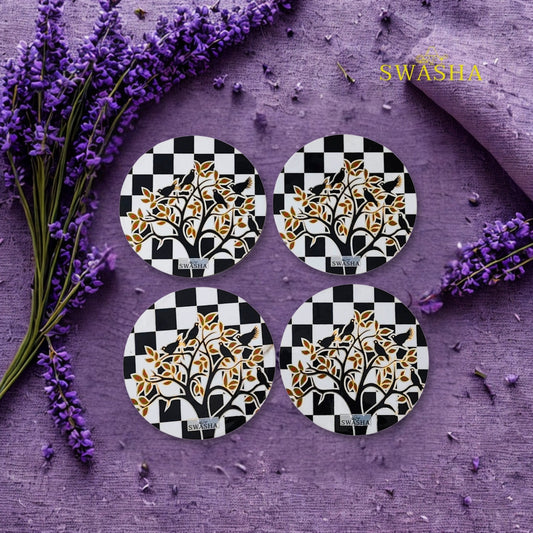 Swasha Glossy Resin Finish Trivets – Set of 4 Table Protectors