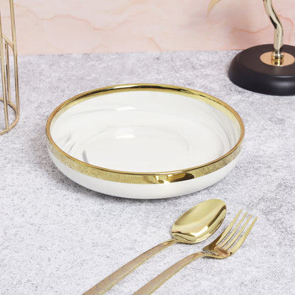 Elegant ceramic serving bowl - great for presenting salads or sides.