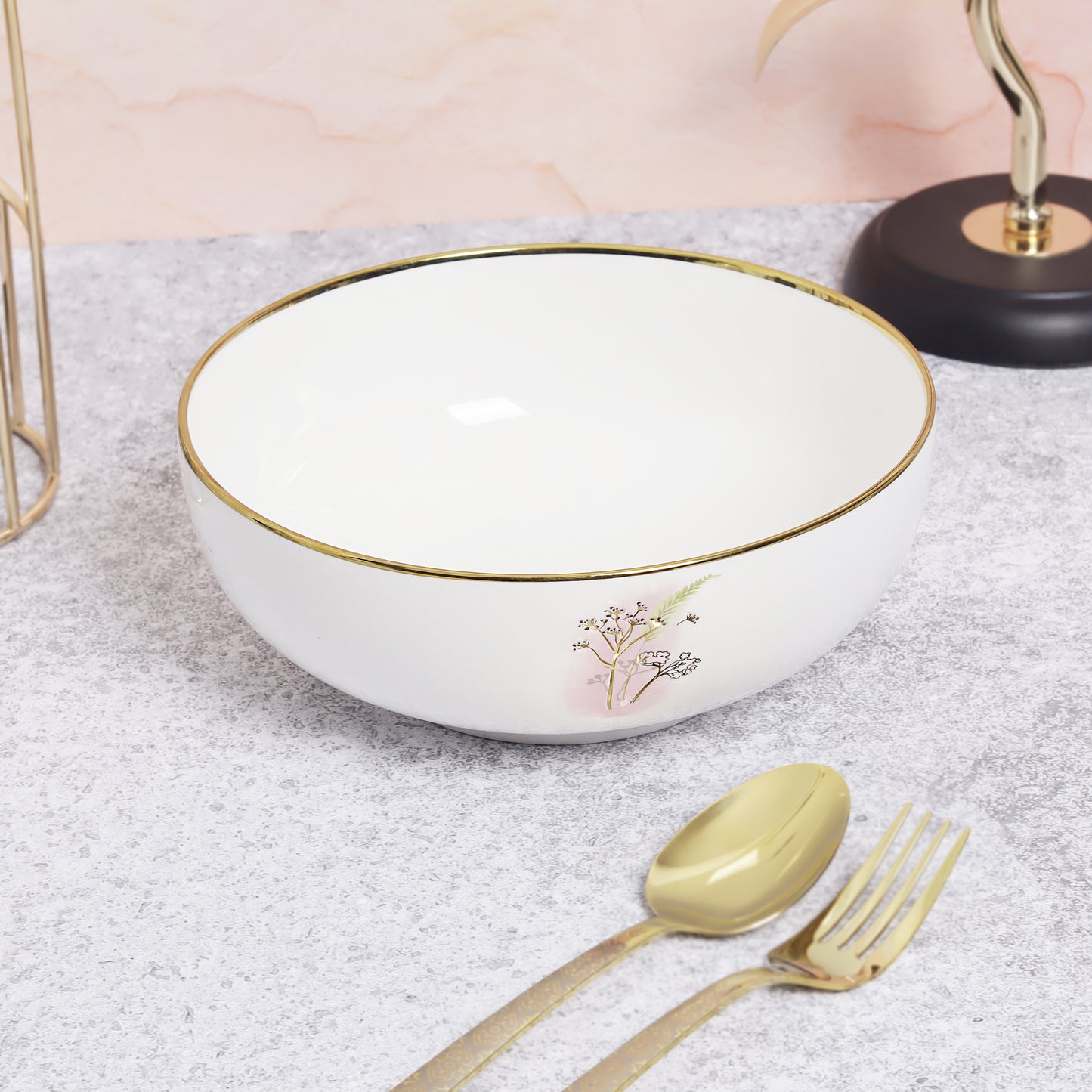 Ceramic set of 4 rice/salad plates and pasta bowls - elevate your dining experience with this stylish and versatile dinnerware collection
