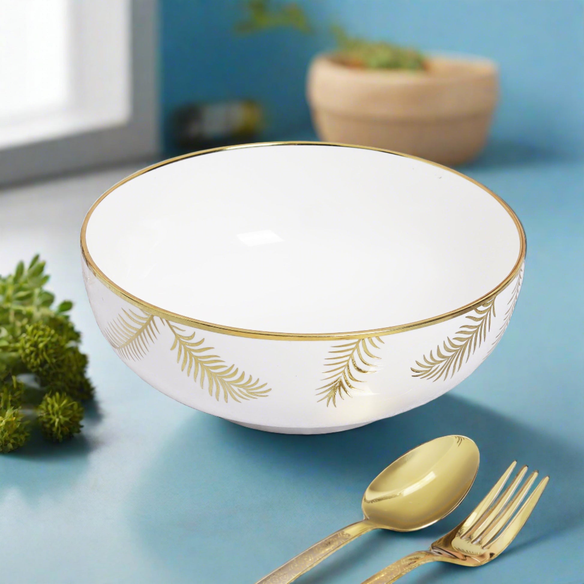 Large ceramic serving bowl, perfect for salads or side dishes - a functional and elegant addition to your table.