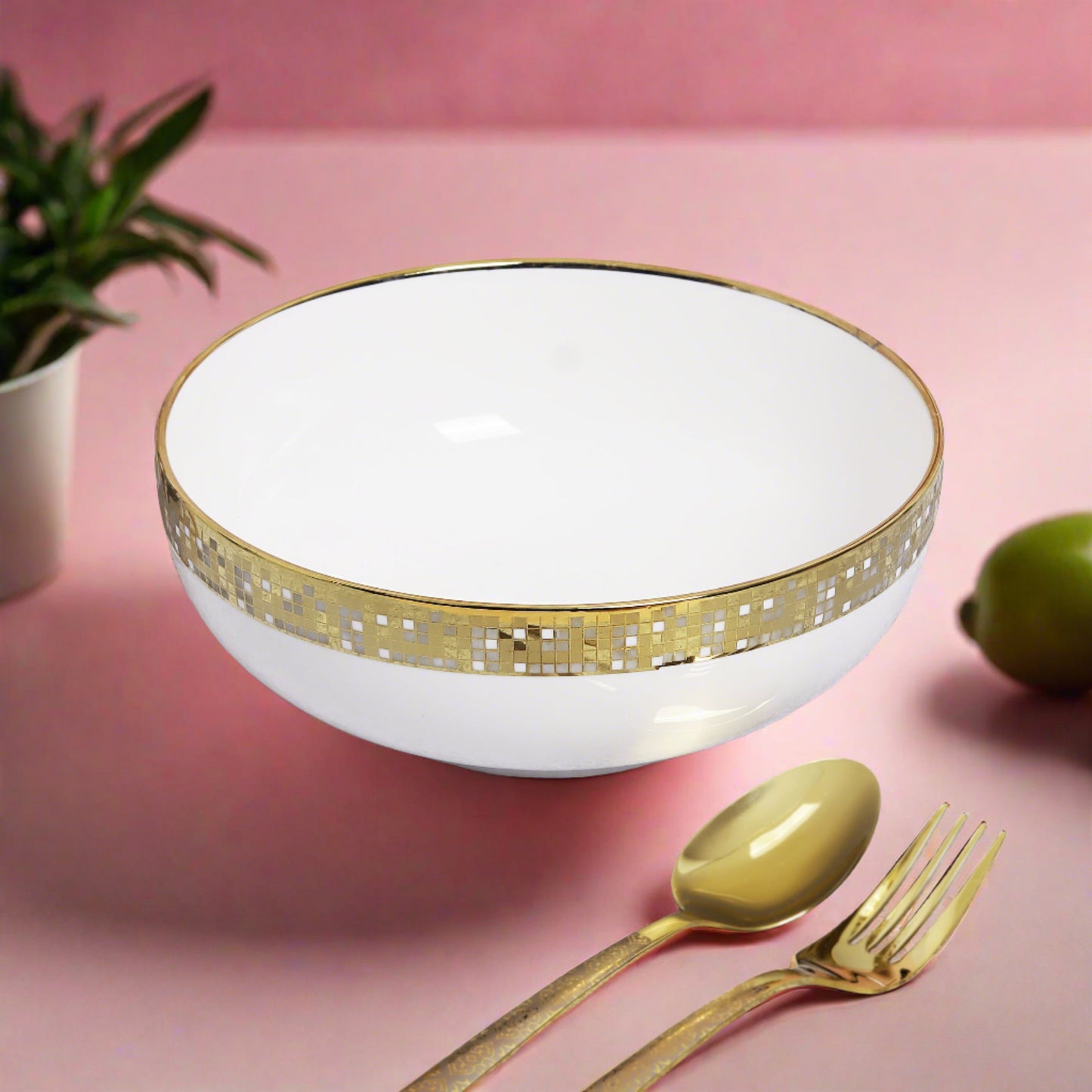 Large ceramic serving bowl, perfect for salads or side dishes - a functional and elegant addition to your table.