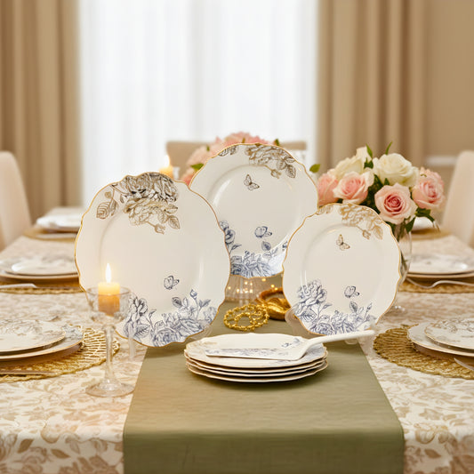 Swasha Home Decor Snacks Set - Premium Porcelain Serving Plates and Spatula