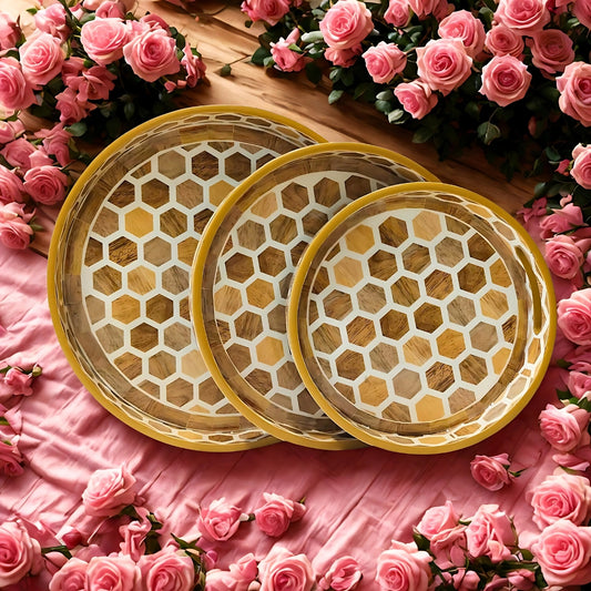 Round MDF Serving Tray Set