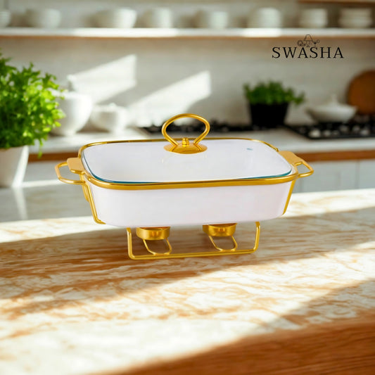 Premium White Porcelain Hot Pot – Swasha Food Warmer (Square)