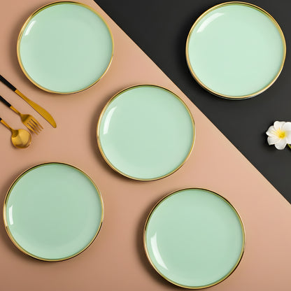 Swasha Porcelain Dinner Plate - Set Of 6 | Trendy Tableware | Pale Green