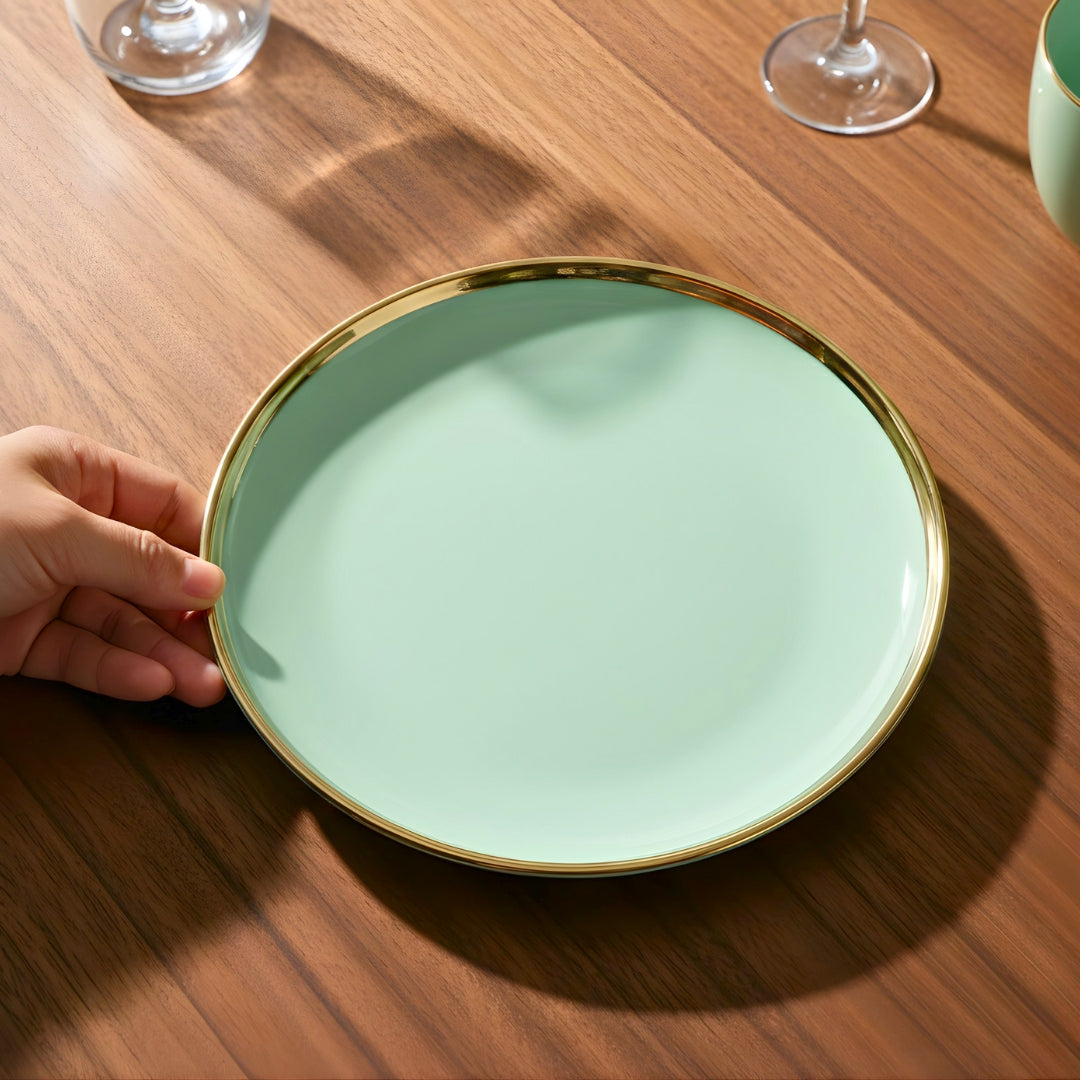 Swasha Porcelain Dinner Plate - Set Of 6 | Trendy Tableware | Pale Green