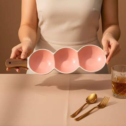 Multi-purpose Ceramic Chip Dip Platter with Handle (Set Of 2) Swasha