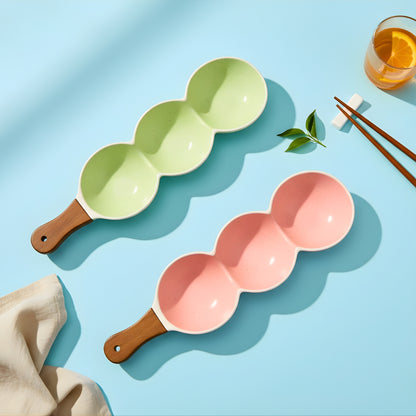 Multi-purpose Ceramic Chip Dip Platter with Handle (Set Of 2) Swasha