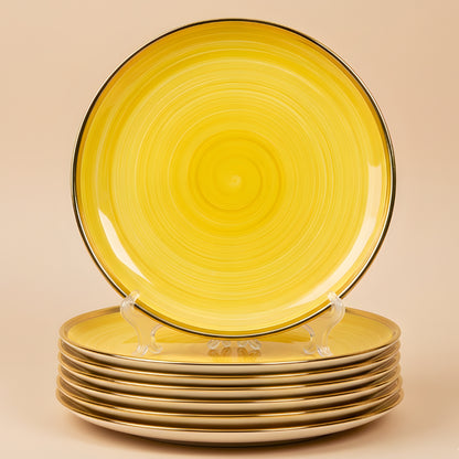 Swasha Porcelain Dinner Plate - Set Of 6 | Personalize Your Tableware | Glossy Yellow