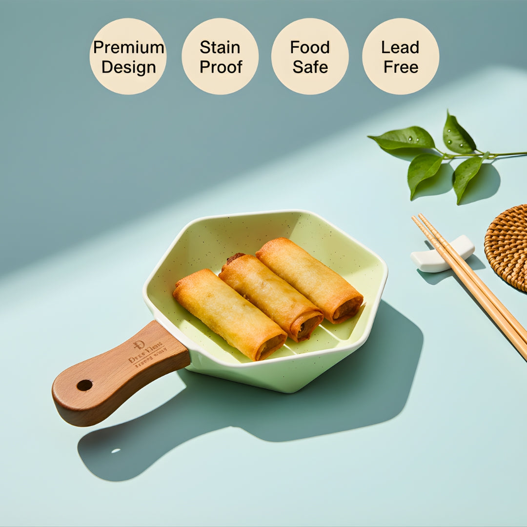 Swasha  Elegant Single Handle Platter for Chips & Dips – Ceramic  (Set Of 2)