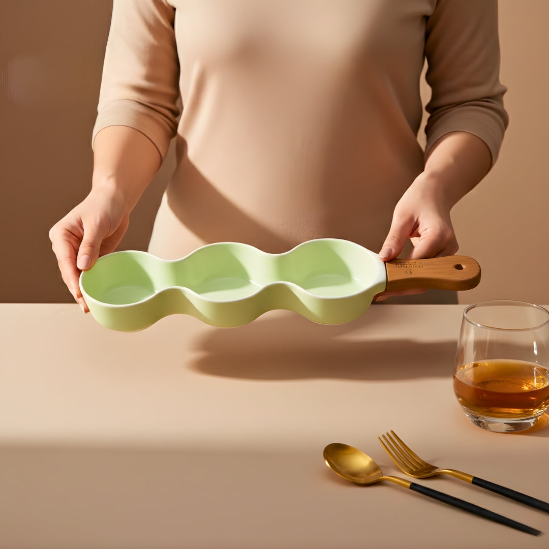 Single Handle Ceramic Chip Dip Platter (Set Of 2) Swasha