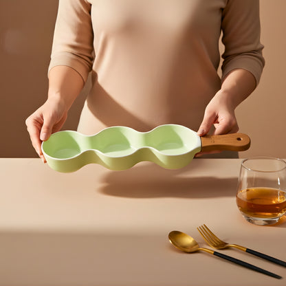 Single Handle Ceramic Chip Dip Platter (Set Of 2) Swasha