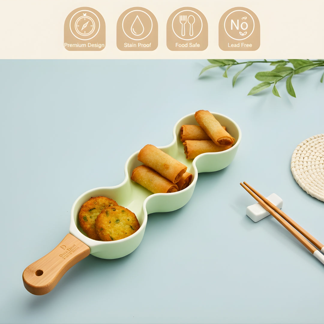 Single Handle Ceramic Chip Dip Platter (Set Of 2) Swasha