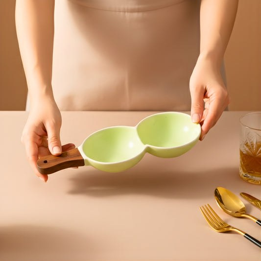 Luxury Ceramic Serving Platter with Handle for Chips & Snacks (Set Of 2) Swasha