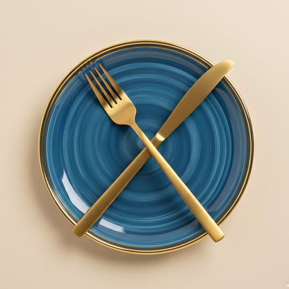 Swasha Porcelain Dinner Plate - Set Of 6 | Personalize Your Tableware | Glossy Blue