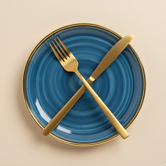 Swasha Porcelain Dinner Plate - Set Of 6 | Personalize Your Tableware | Glossy Blue