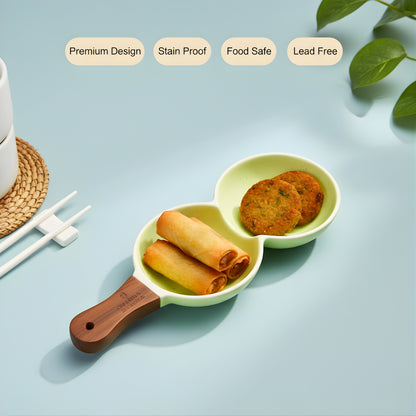 Luxury Ceramic Serving Platter with Handle for Chips & Snacks (Set Of 2) Swasha