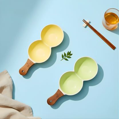 Luxury Ceramic Serving Platter with Handle for Chips & Snacks (Set Of 2) Swasha